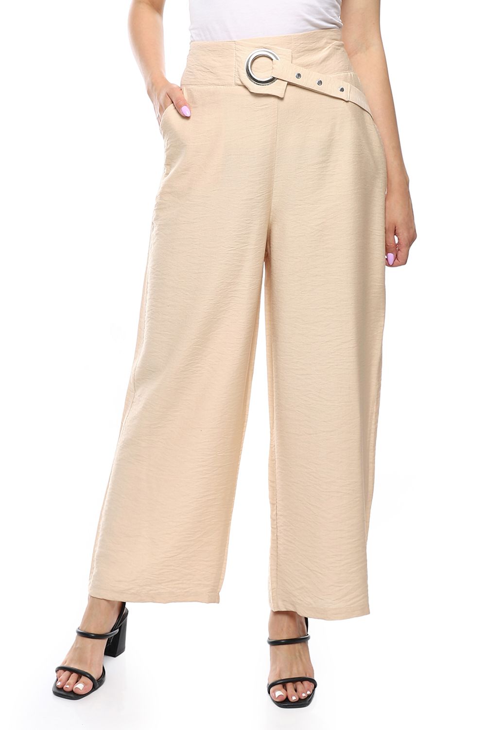 Mr.Joe Wide Leg Pants with Buckle Belt