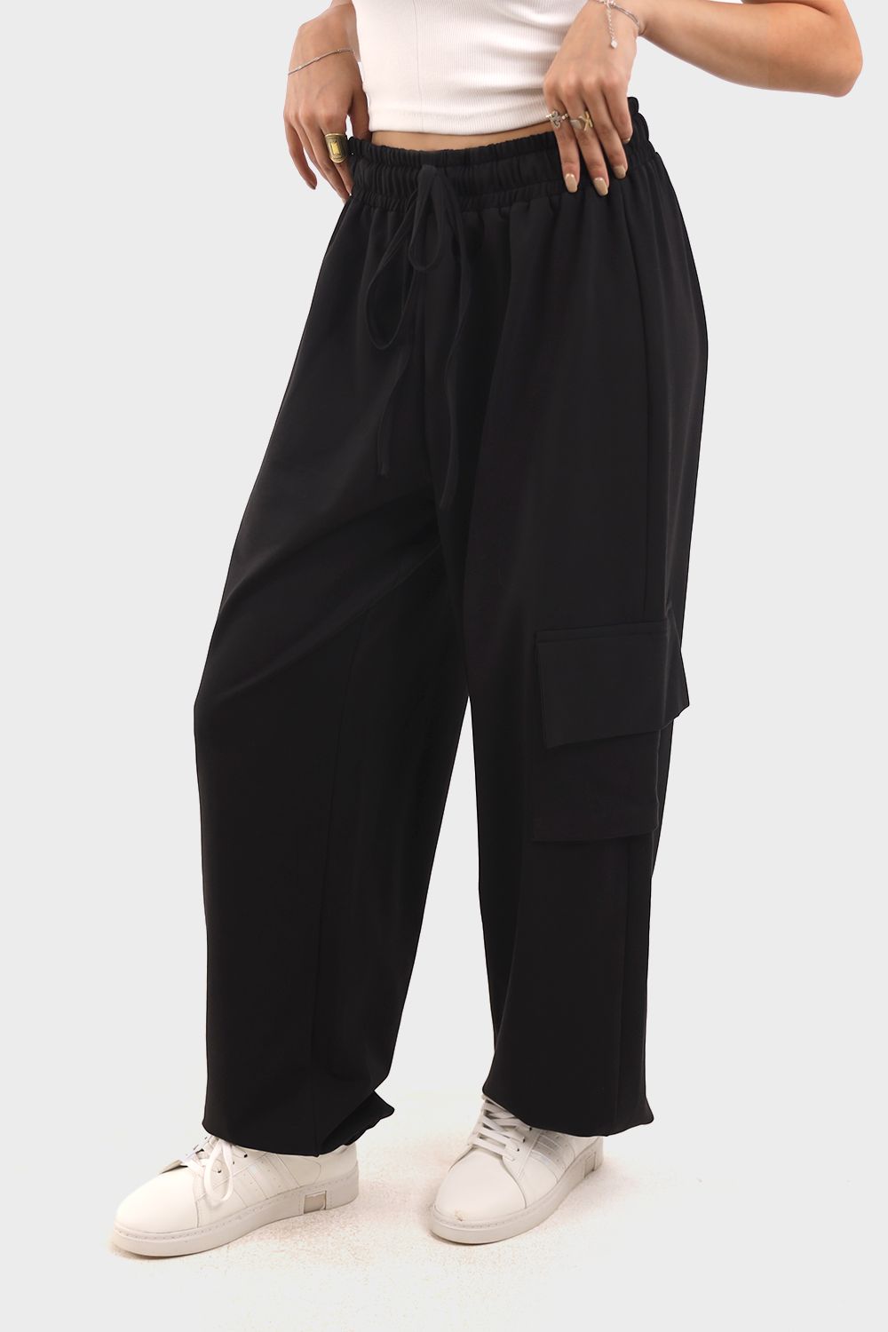 Okoye Black Side Pockets Sweatpants