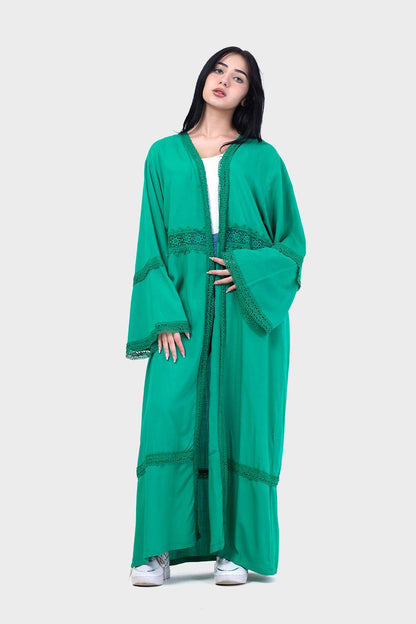 Long Kimono with Lace Detailing