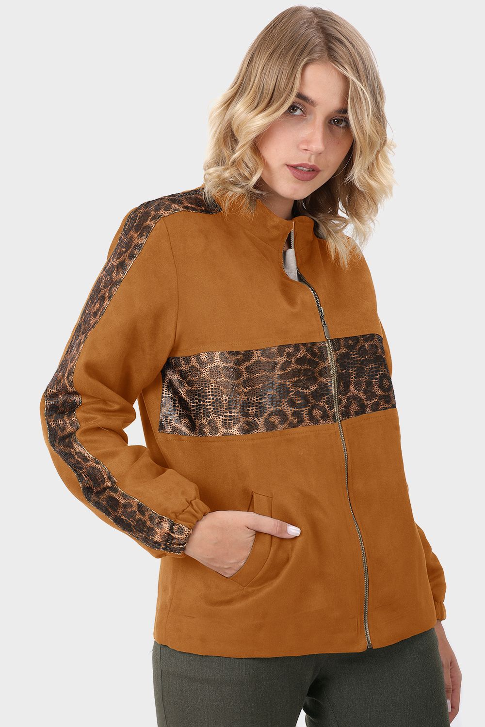 Smoky Plain Jacket with Tiger Print