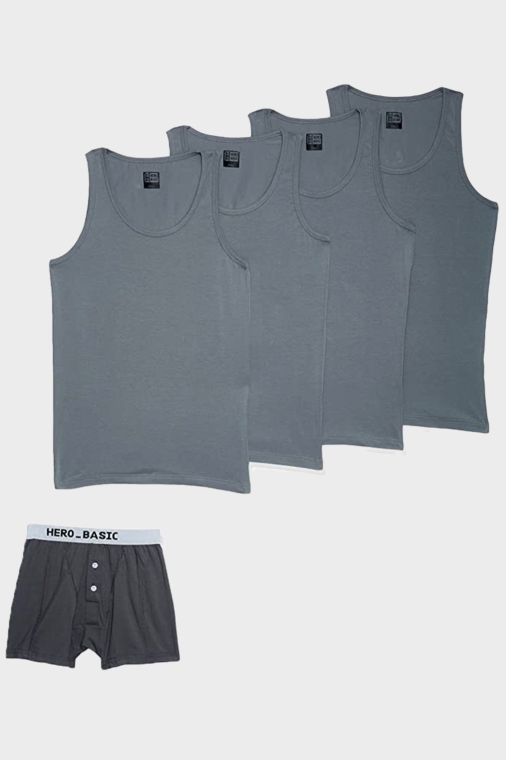 Hero Basic Set Of 4 Tank Top With Boxer