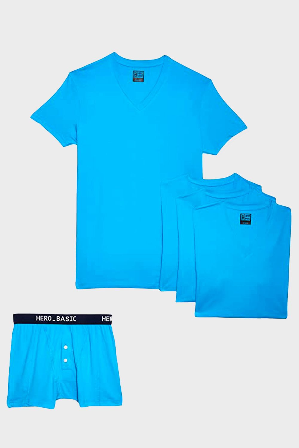 Hero Basic Set Of 4 V-Neck Under T-Shirt With Boxer