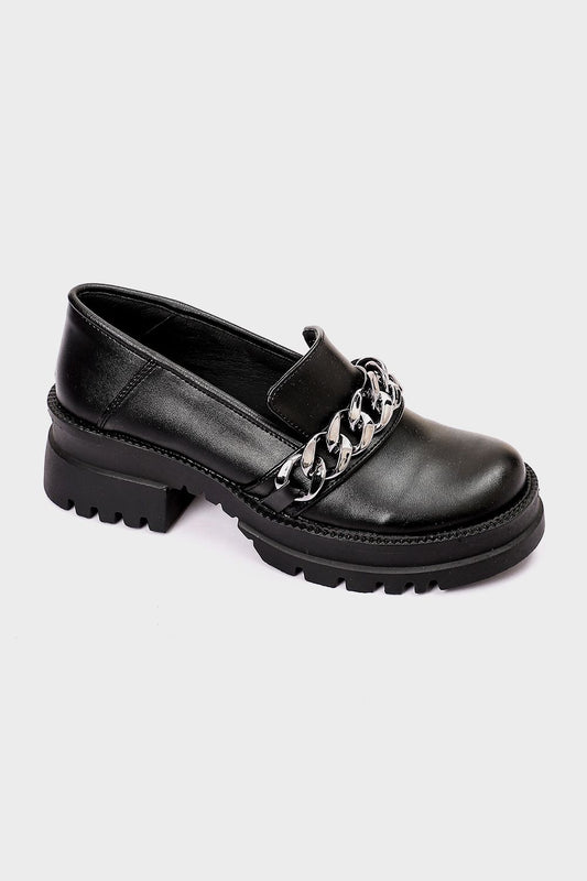 Mr.Joe Chunky Loafers with Front Metal Chain