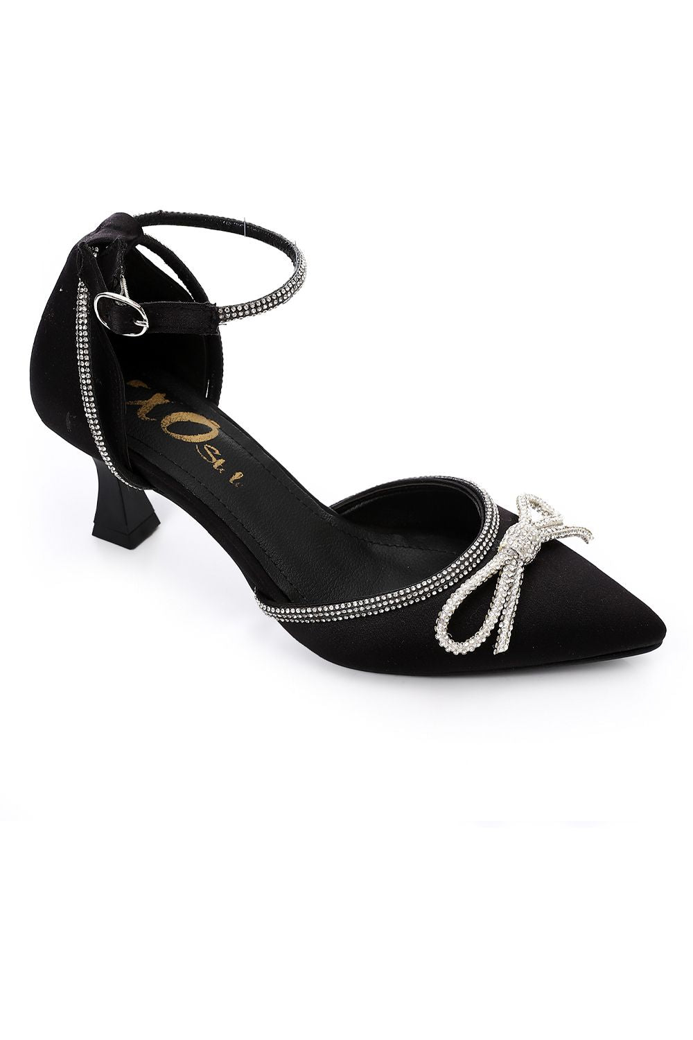 XO Style Strassed Bow Detailing High Heels Shoes