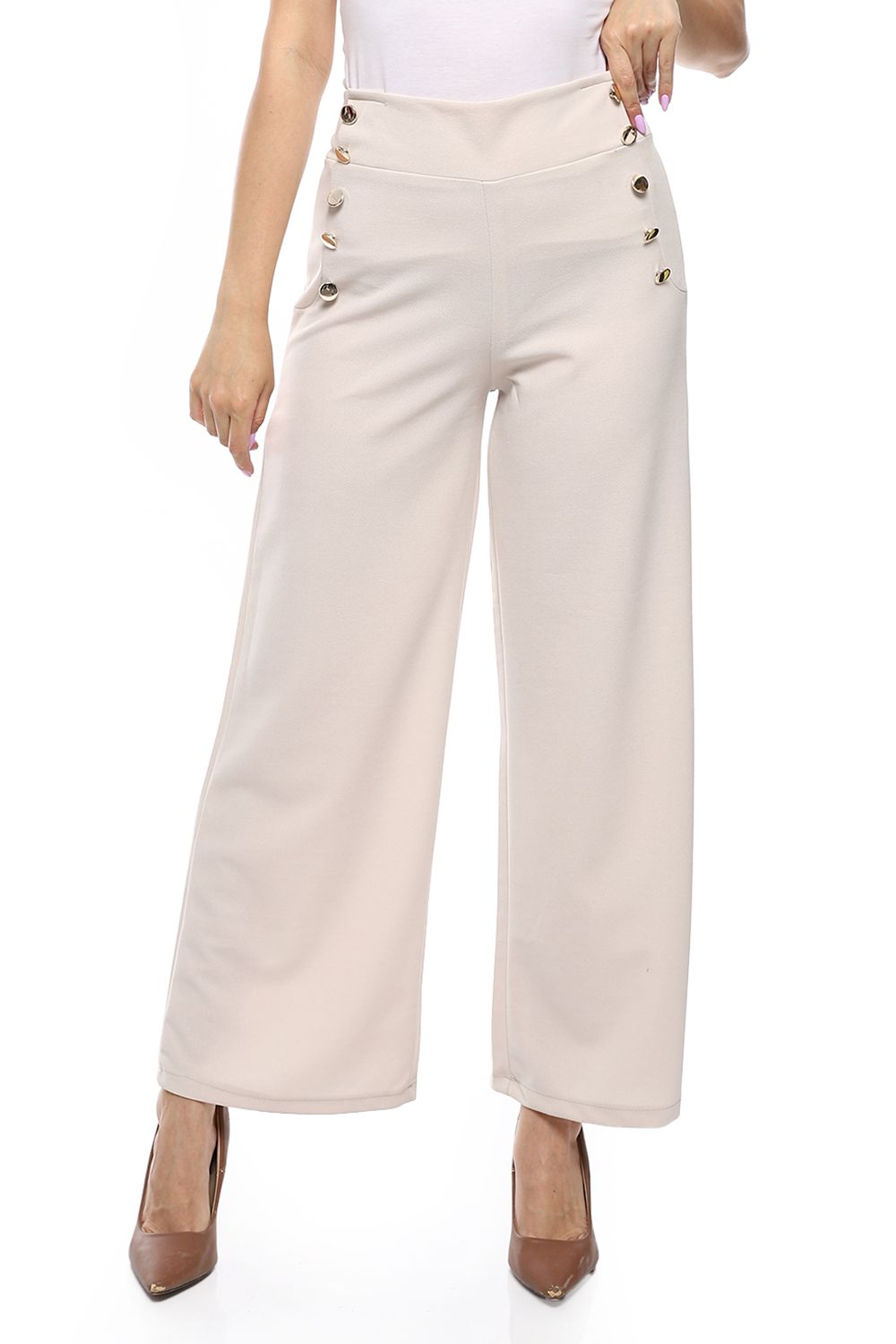 Mr.Joe Back Flap Pockets Wide Leg Pants