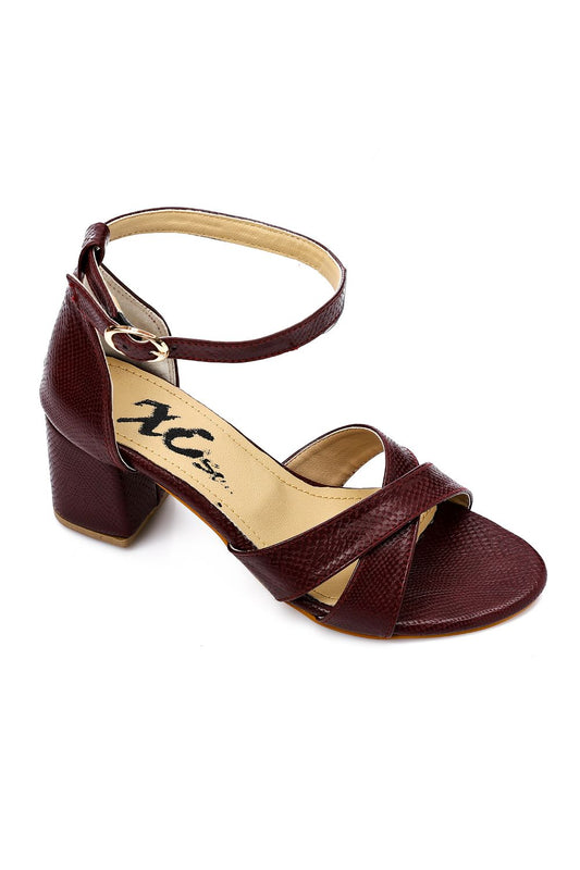 XO Style Cross Strap Flocked High Heels Sandals