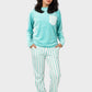 Shechick Top & Striped Pants Velvet Pajama Set