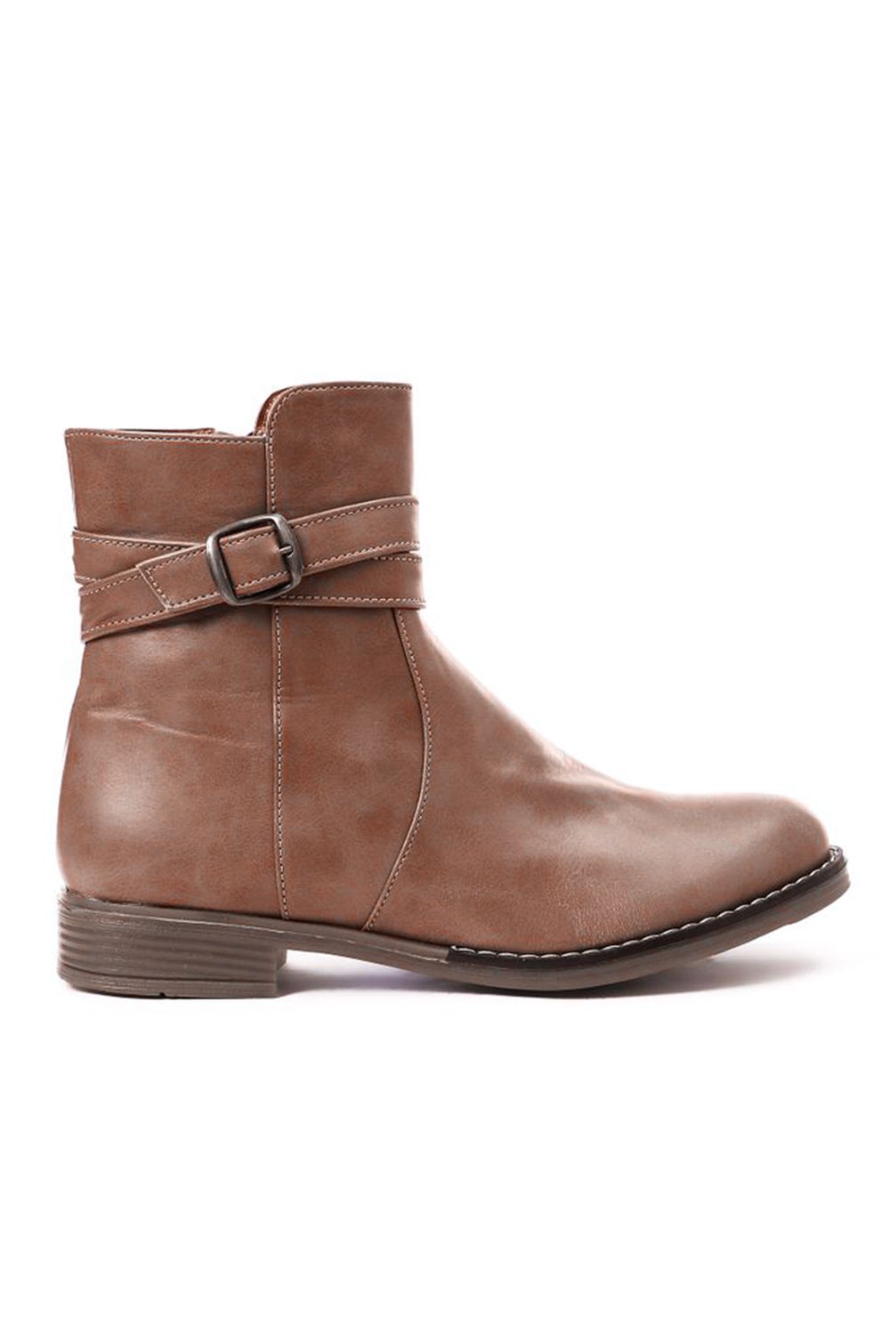 Stylish Zip-up Leather Half Boots