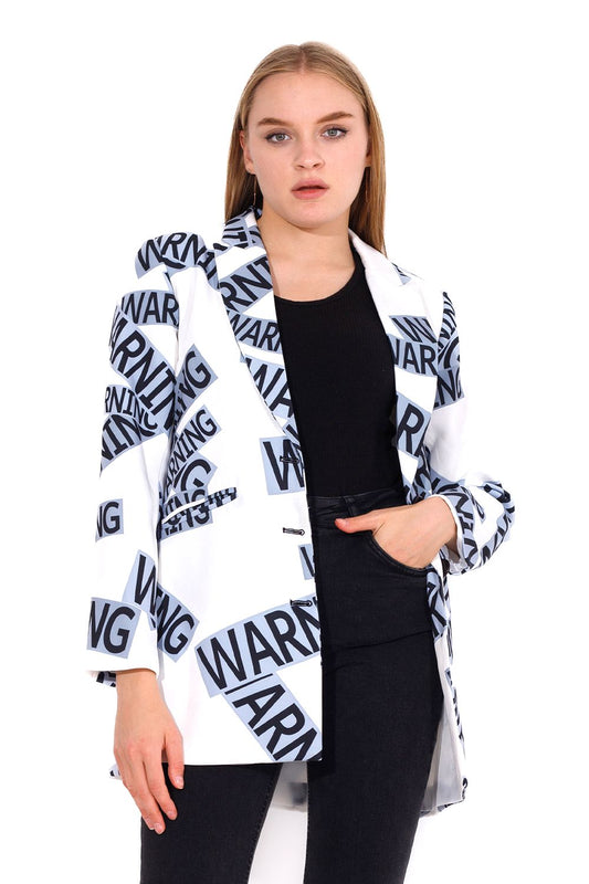 Miss Venus Printed Blazer with Long Sleeves