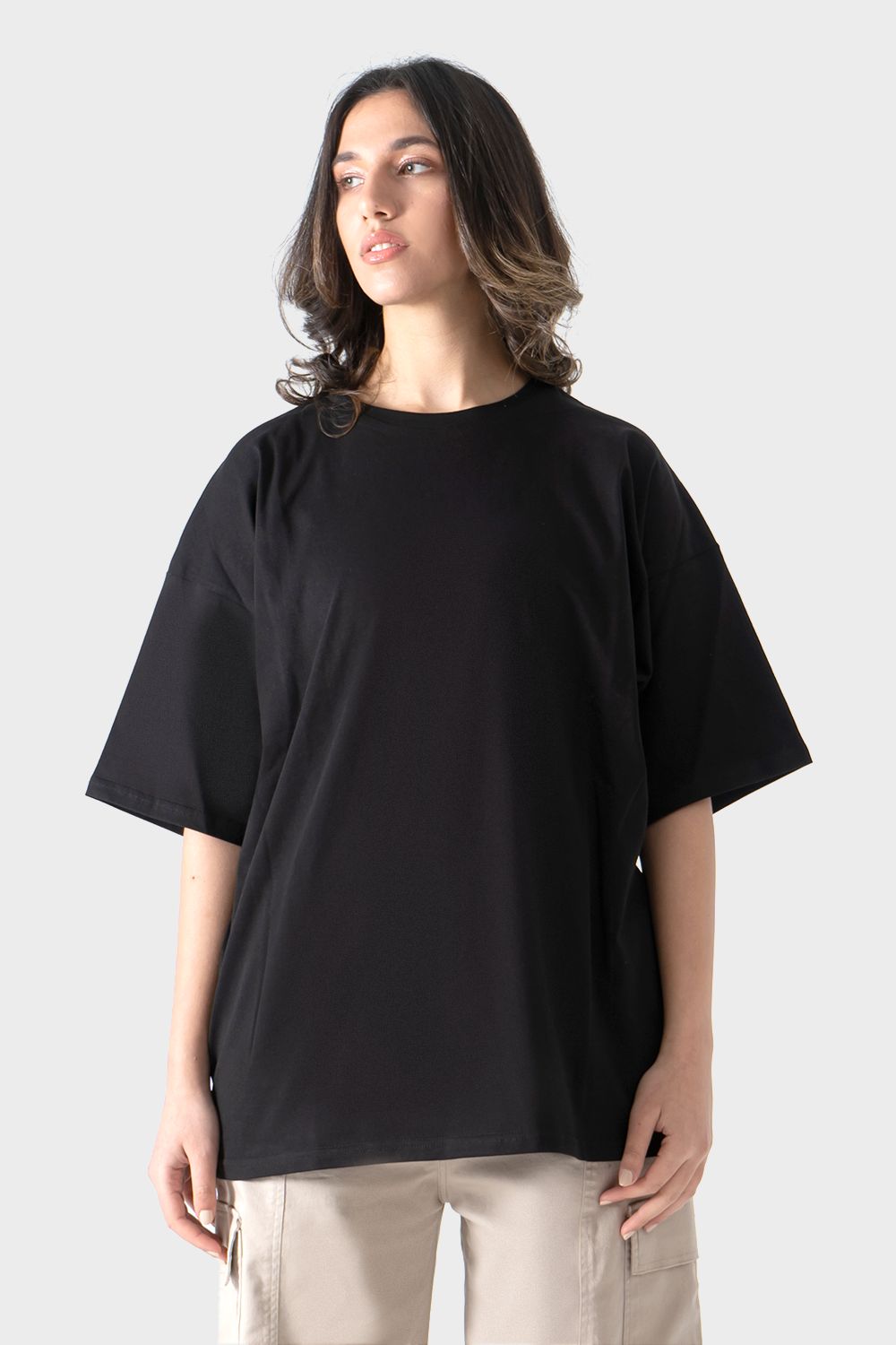 Okoye Black Oversized Crew Neck T-Shirt