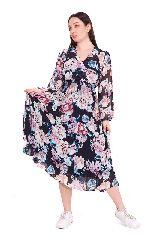 فستان شيفون بأكمام طويلة