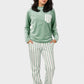 Shechick Top & Striped Pants Velvet Pajama Set