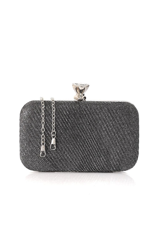 Mr.Joe Glittery Clutch with Studded Triangle Lock