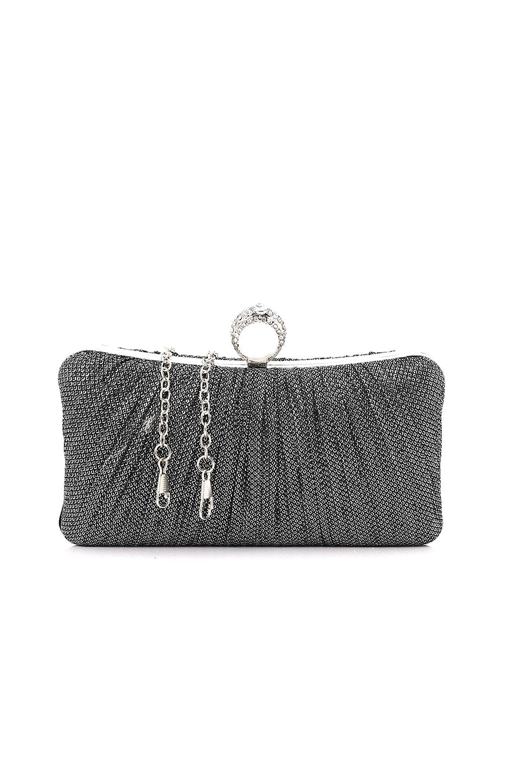 Mr.Joe Studded Ring Lock Chic Clutch