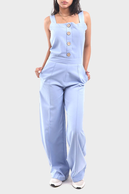 Okoye Light Sky Blue Sleeveless Jumpsuit