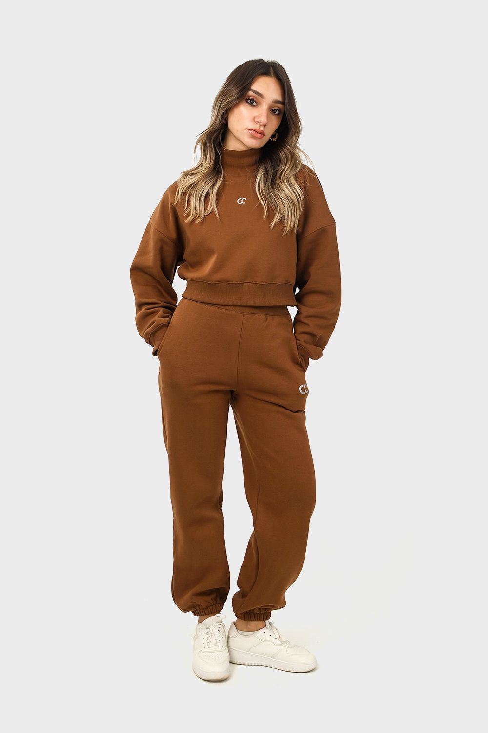 Shechick Crop Sweatshirt & Sweatpants Active Set