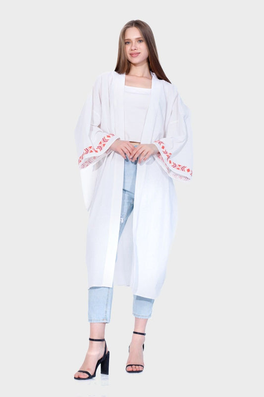 Miss Venus Linen Kimono with Tie-Belt