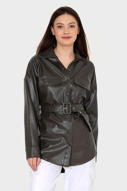 Front Pockets Jacket with Belt