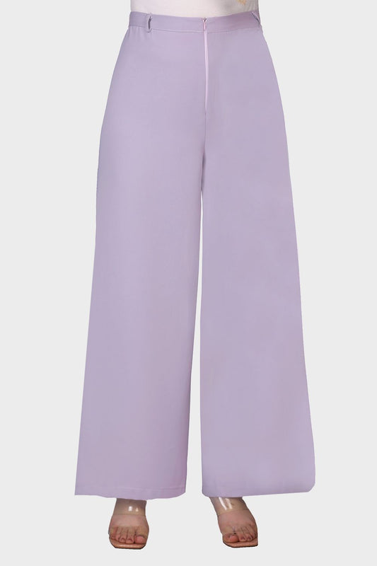 Smoky Crepe Wide Leg Pants with Elastic Back Band