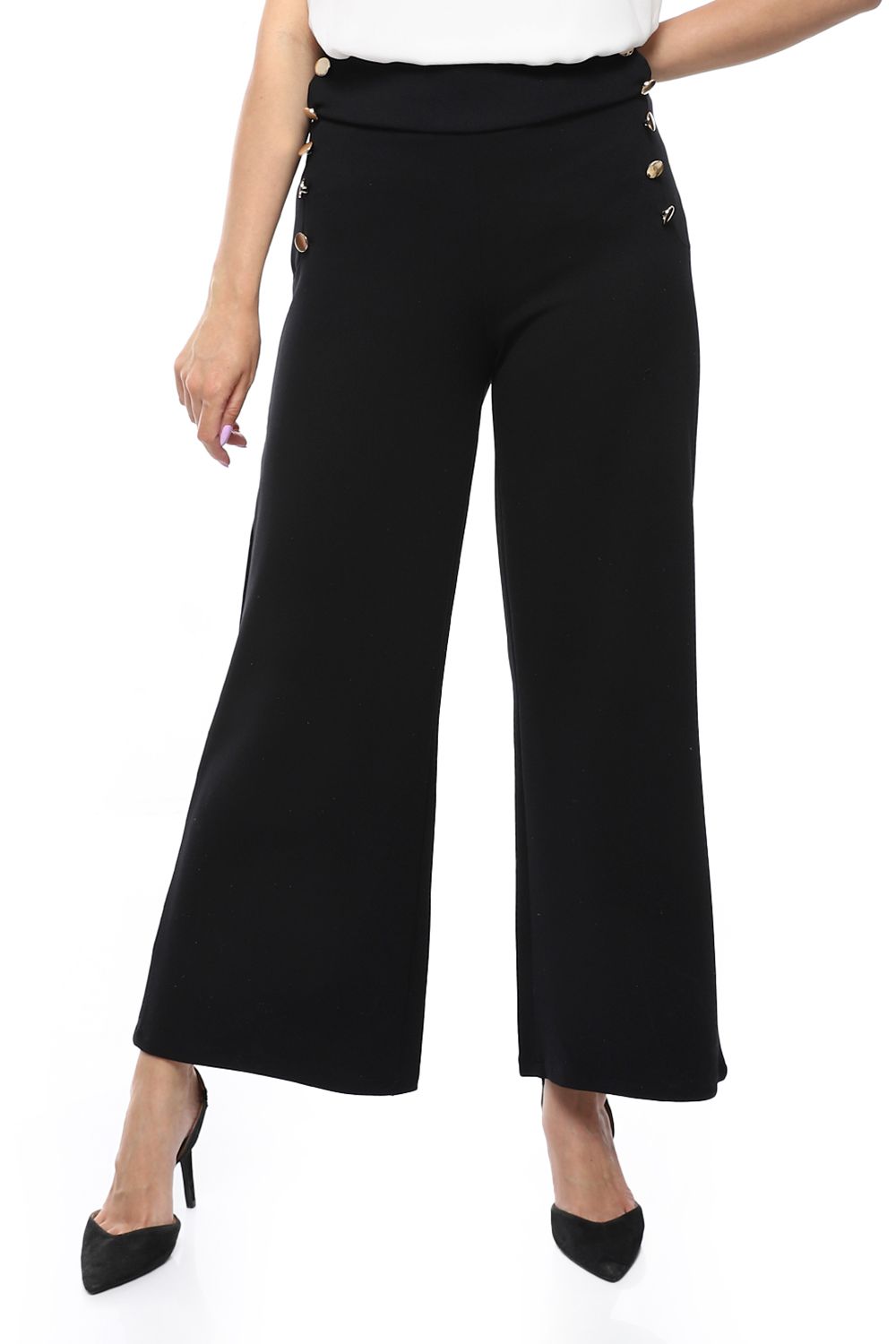 Mr.Joe Back Flap Pockets Wide Leg Pants