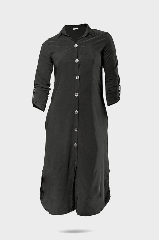 Hesper Fully Buttoned Plain Dress