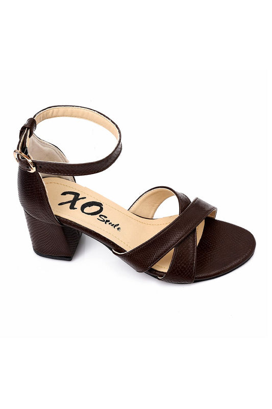 XO Style Cross Strap Flocked High Heels Sandals