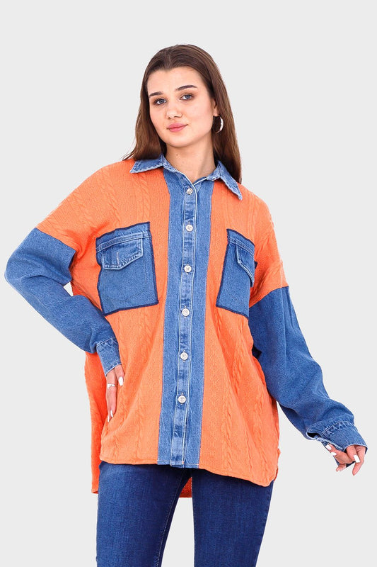 قميص جينز محبوك