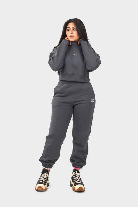 Shechick Crop Sweatshirt & Sweatpants Active Set