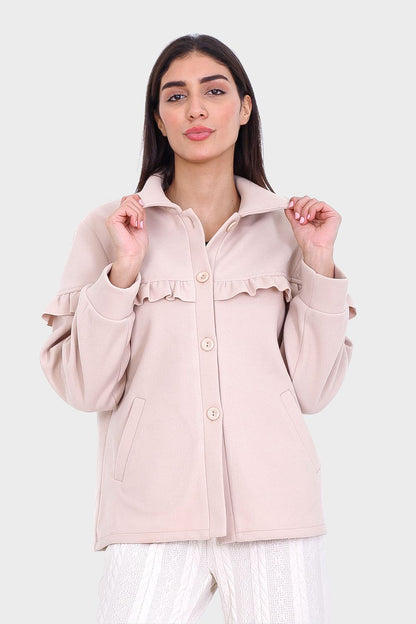 Rufflle Detailing Buttoned Blouse