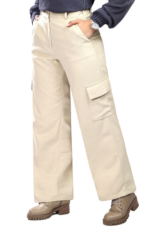 Smoky Solid Wide Leg Cargo Pants