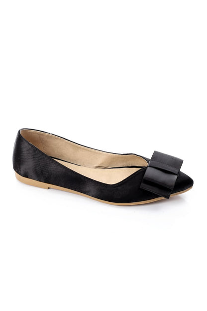 Satin Upper Bow Velvet Ballerina