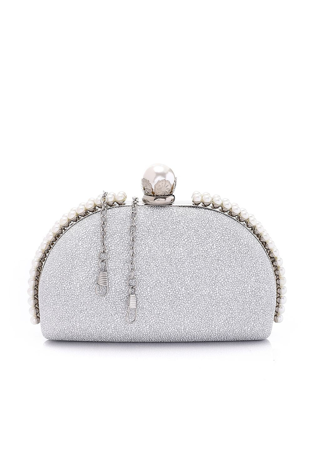 Mr.Joe Stylish Decorative Pearls Clutch