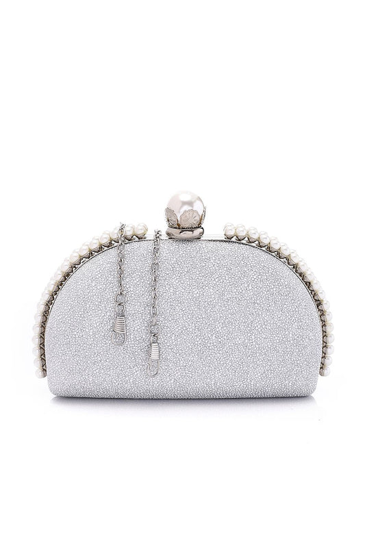 Mr.Joe Stylish Decorative Pearls Clutch