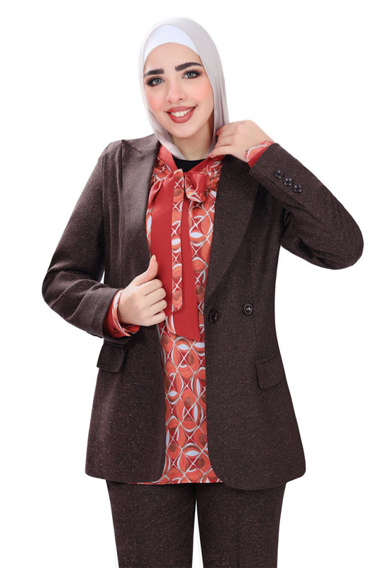 Smoky Soft Tweed Blazer With Lining