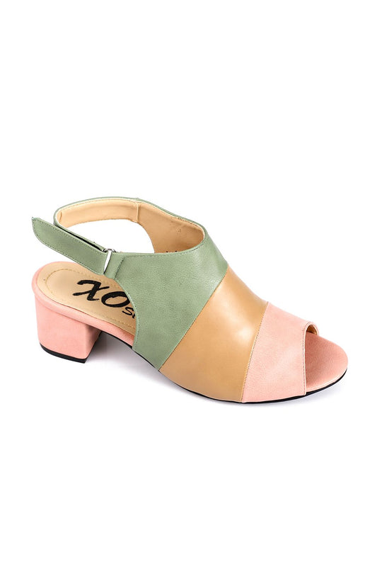 XO Style Tri-Tone Heeled Sandal