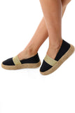 Mr.Joe Elastic Glittery Strap Espadrilles