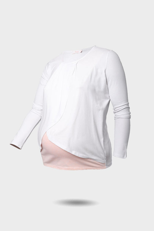 تي شيرت بأكمام طويلة ومقطع متقاطع