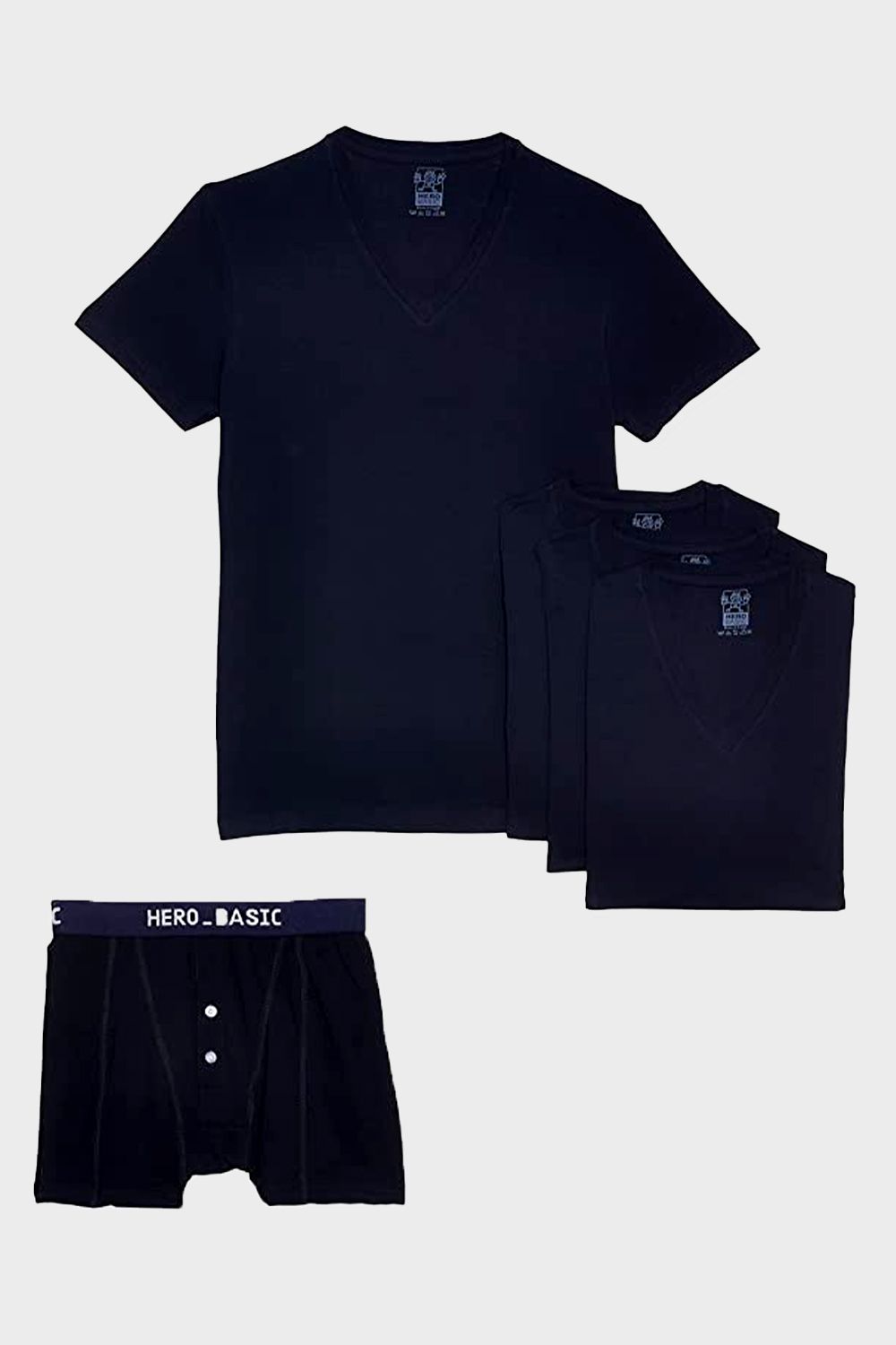 Hero Basic Set Of 4 V-Neck Under T-Shirt With Boxer