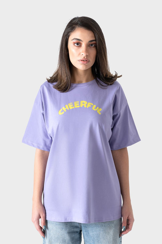 Okoye Lavender Printed Oversized T-Shirt