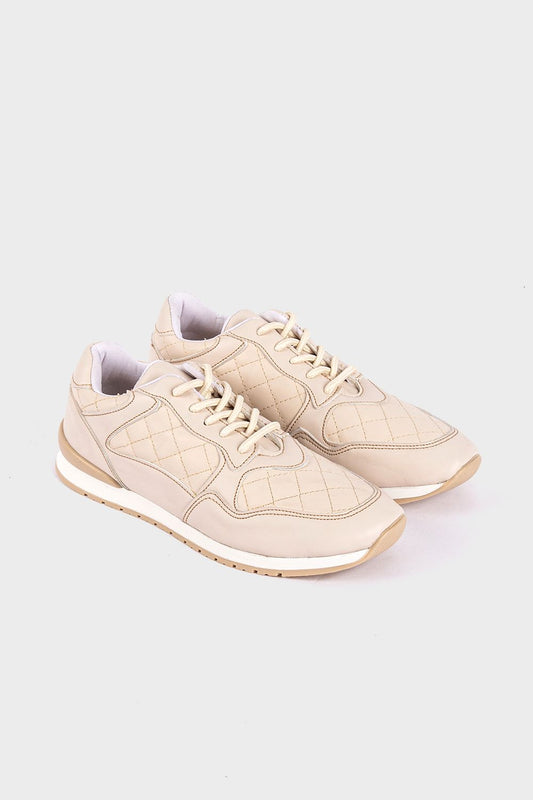 Okoye Beige Sided Stitch Sneakers