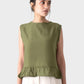 Olive Sleeveless Ruffle Blouse