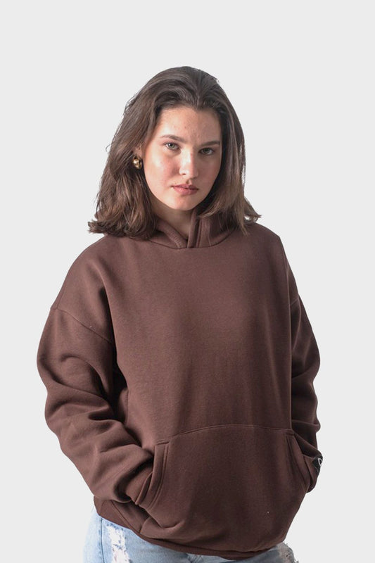 Shechick Oversized Basic Hoodie Dark Brown