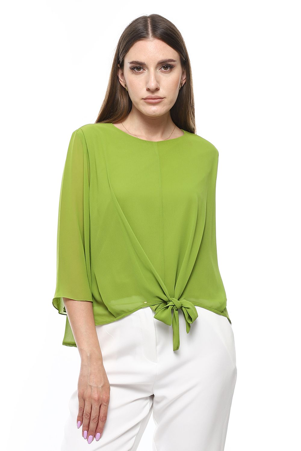 Mr.Joe Chiffon Blouse with Tie Hem