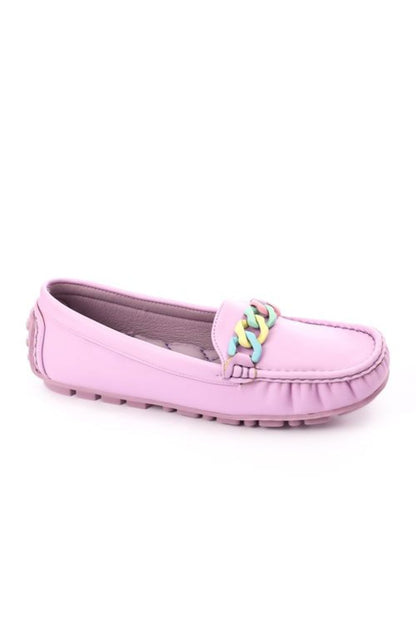 Flexible Upper Colorful Chain Loafer Shoes