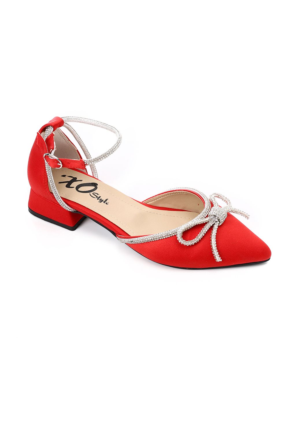 XO Style Fashionable Strassed Strap Heeled Shoes