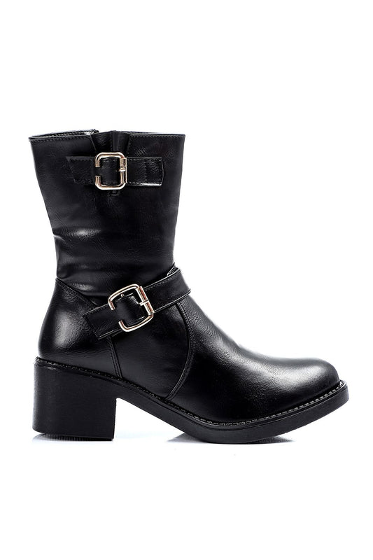 XO Style Two Side Buckle Half Boot