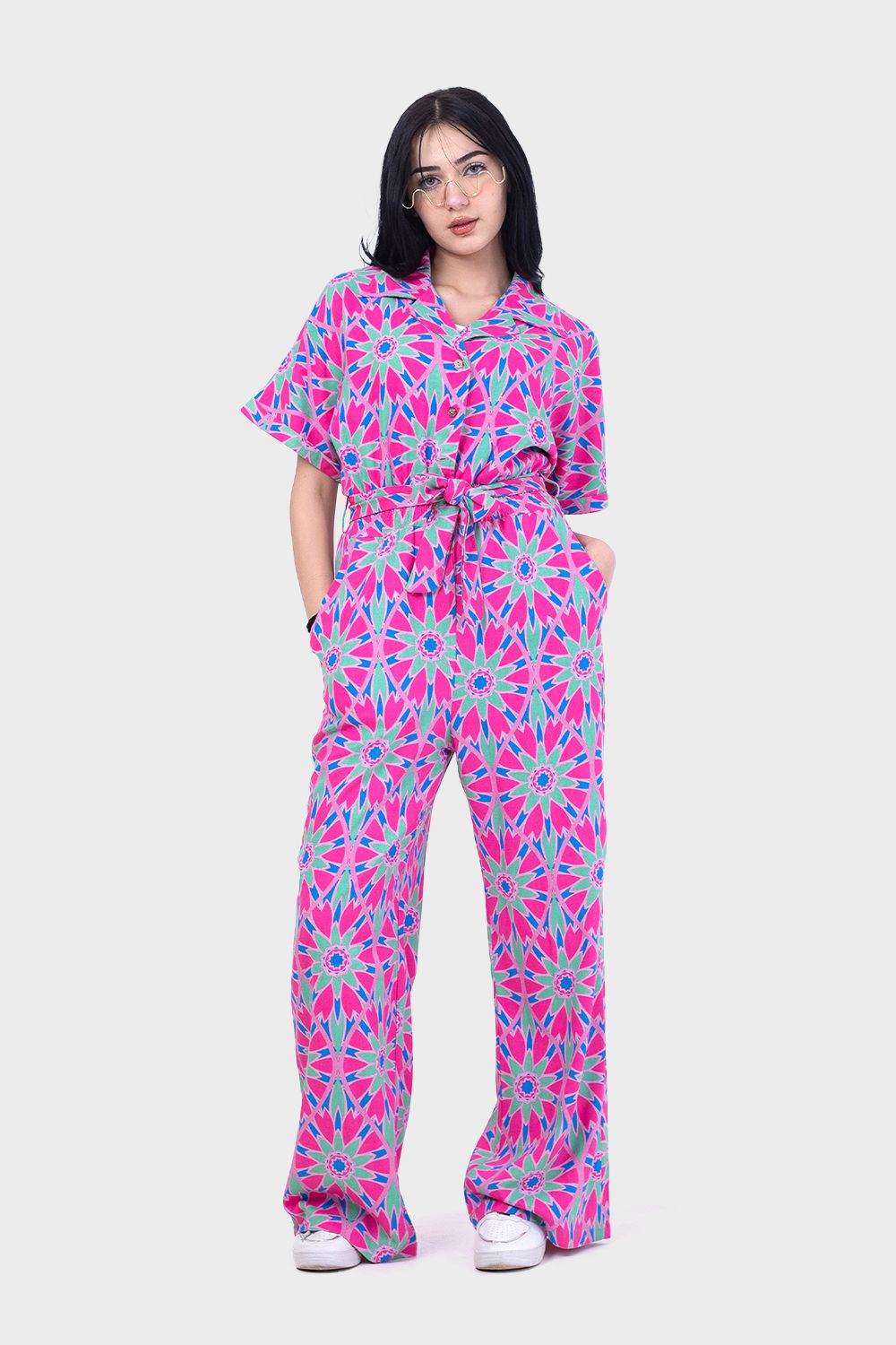 Miss Venus Summery Floral Jumpsuit with Side Pockets