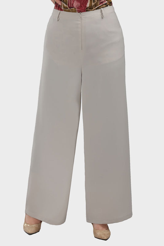 Smoky Crepe Wide Leg Pants with Elastic Back Band