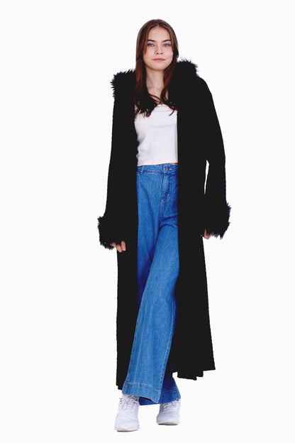 كارديجان محبوك مع تفاصيل من الفرو