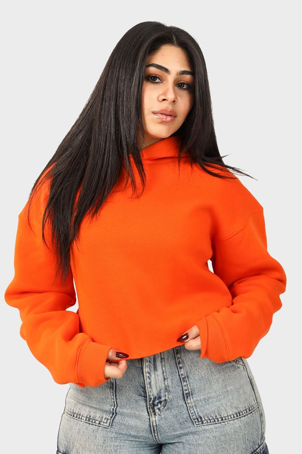 Shechick Unfinished Style Cropped Hoodie